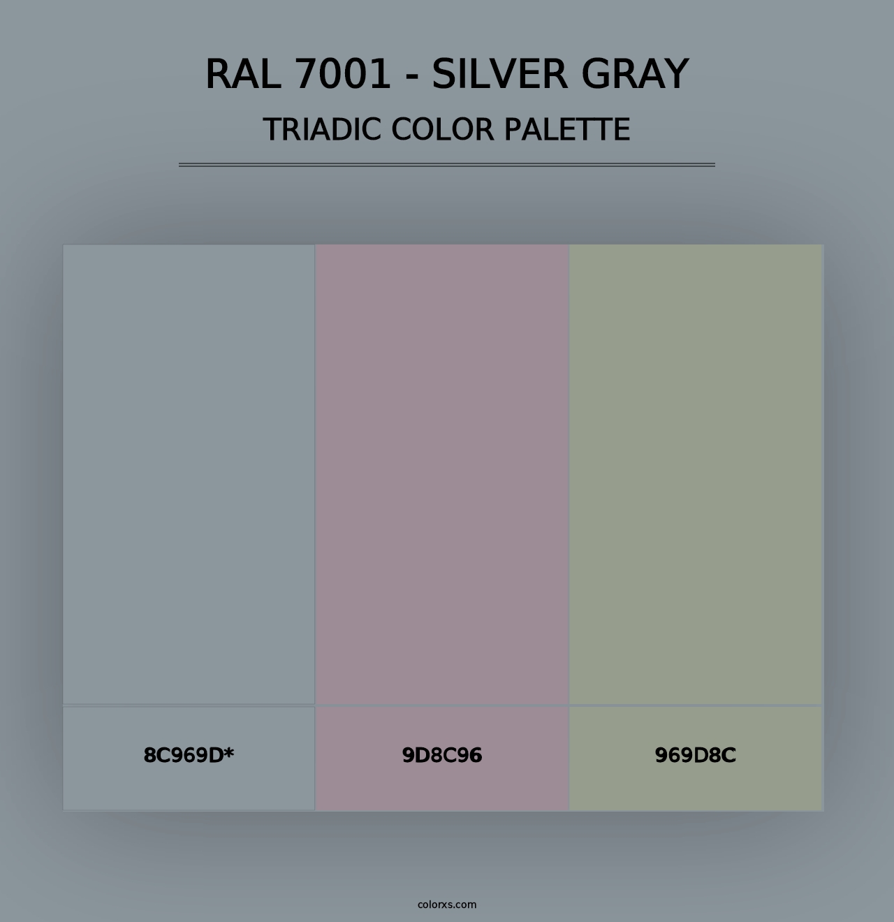 RAL 7001 - Silver Gray - Triadic Color Palette