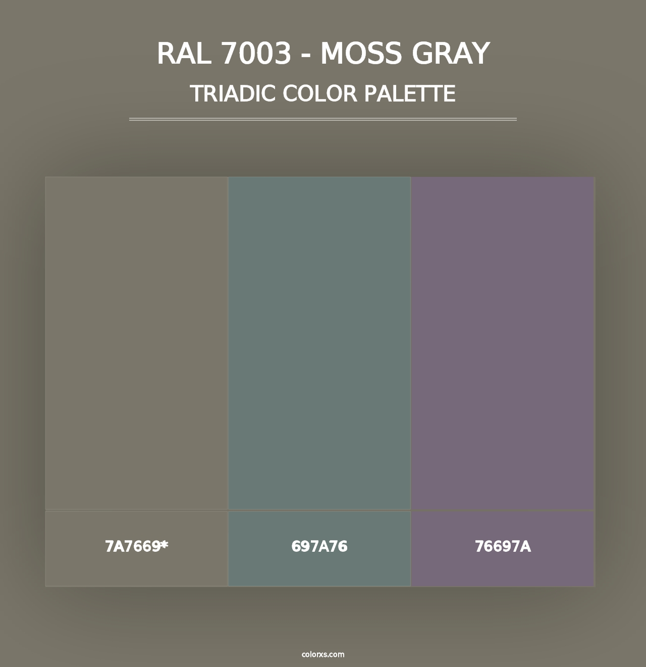 RAL 7003 - Moss Gray - Triadic Color Palette