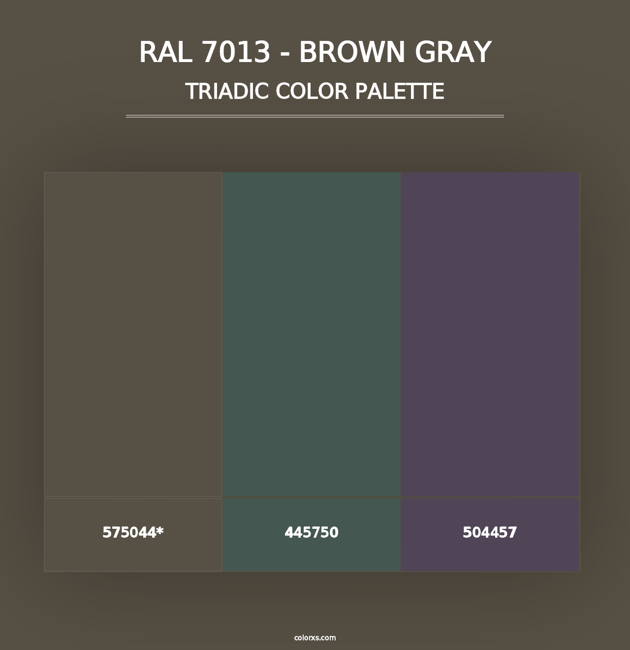 RAL 7013 - Brown Gray - Triadic Color Palette