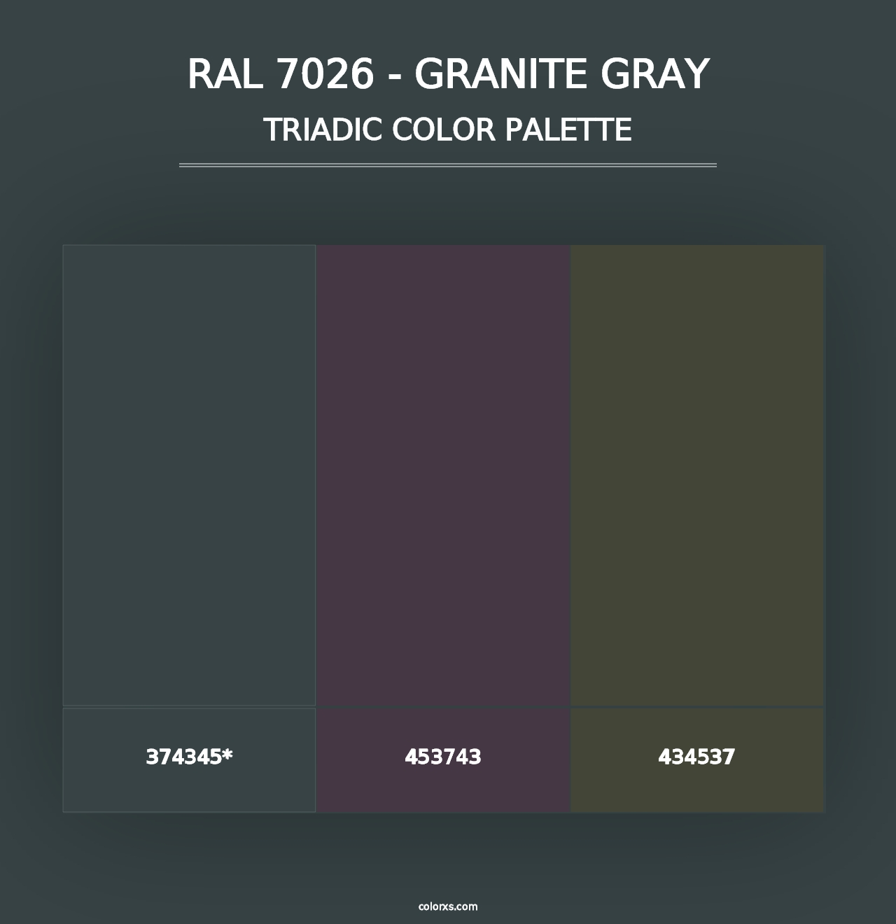 RAL 7026 - Granite Gray - Triadic Color Palette