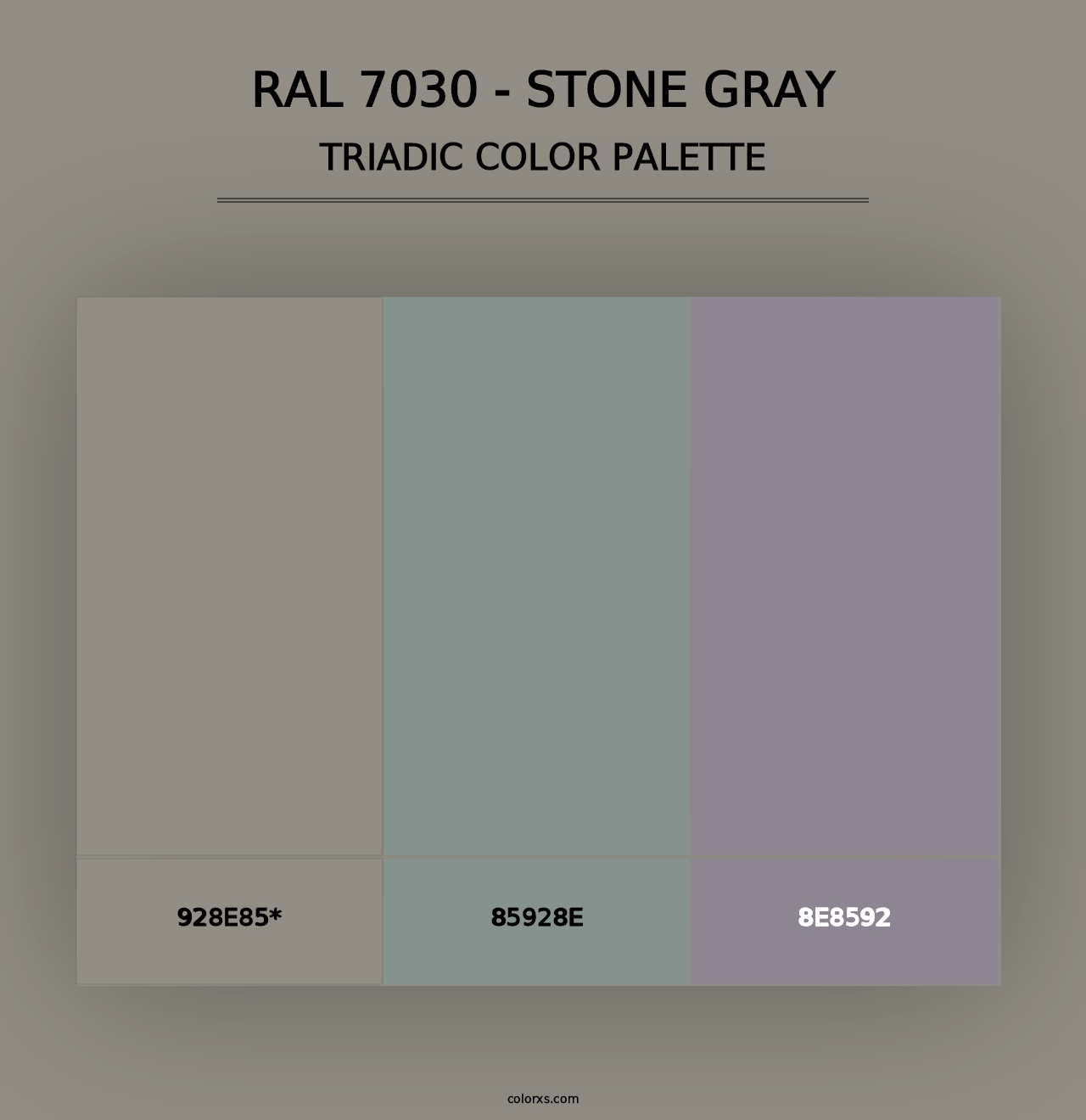 RAL 7030 - Stone Gray - Triadic Color Palette