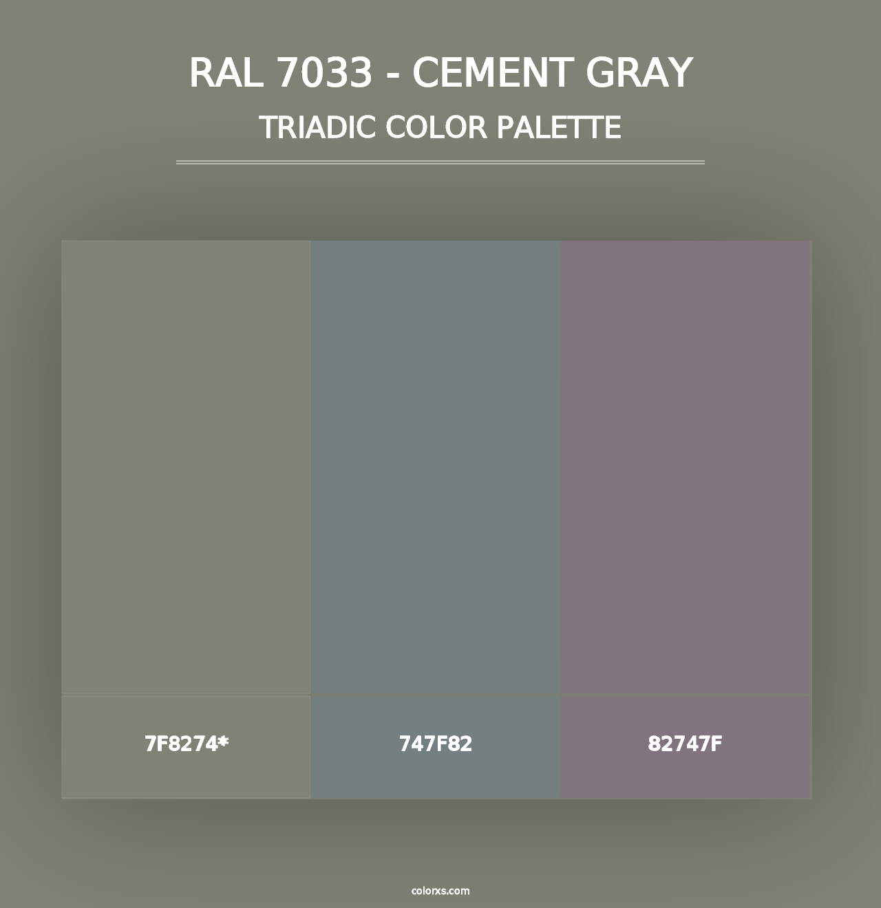 RAL 7033 - Cement Gray - Triadic Color Palette