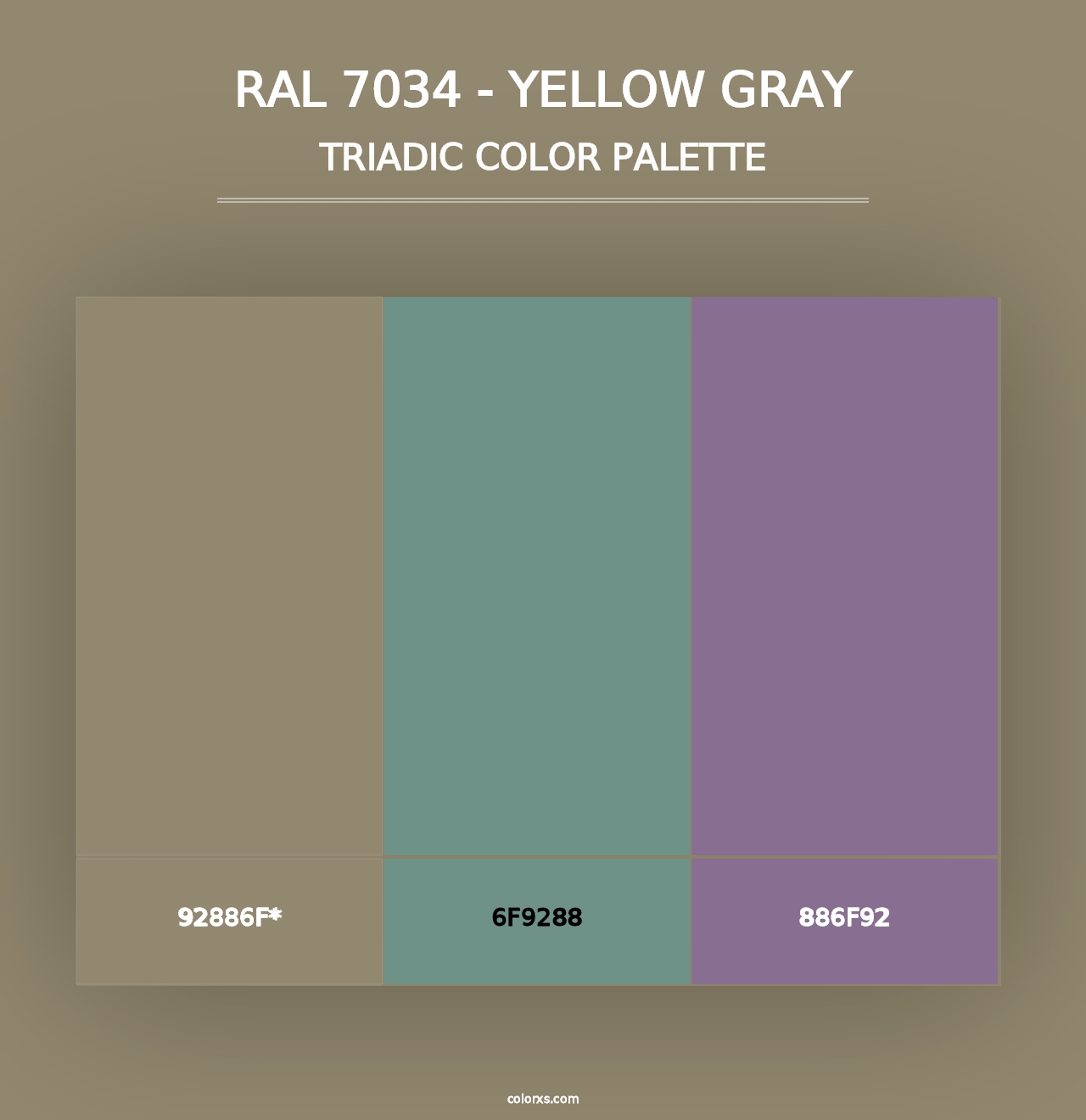 RAL 7034 - Yellow Gray - Triadic Color Palette