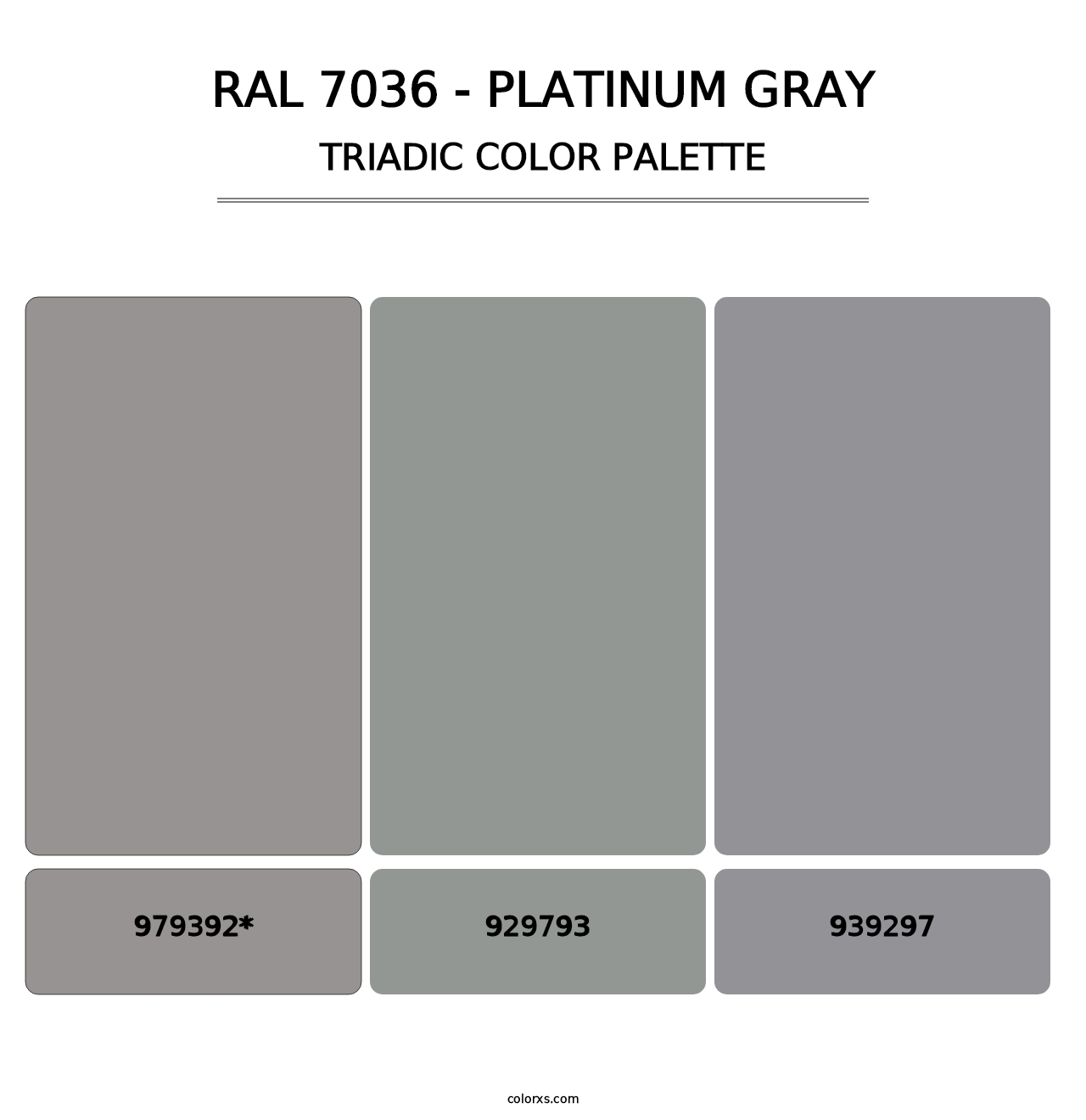 RAL 7036 - Platinum Gray - Triadic Color Palette