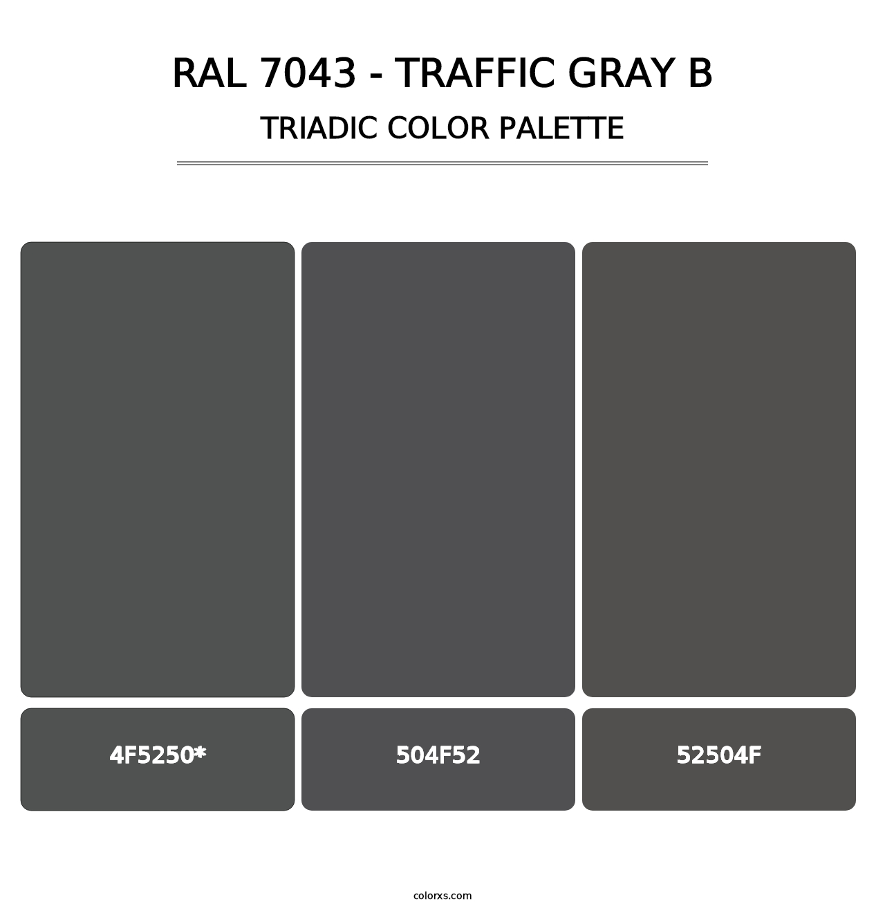 RAL 7043 - Traffic Gray B - Triadic Color Palette