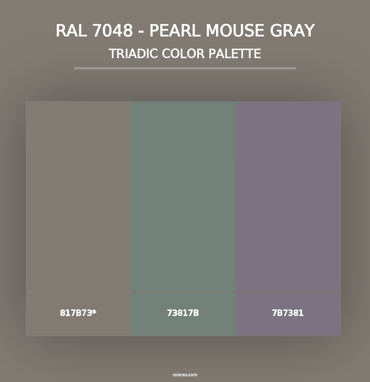 RAL 7048 - Pearl Mouse Gray - Triadic Color Palette