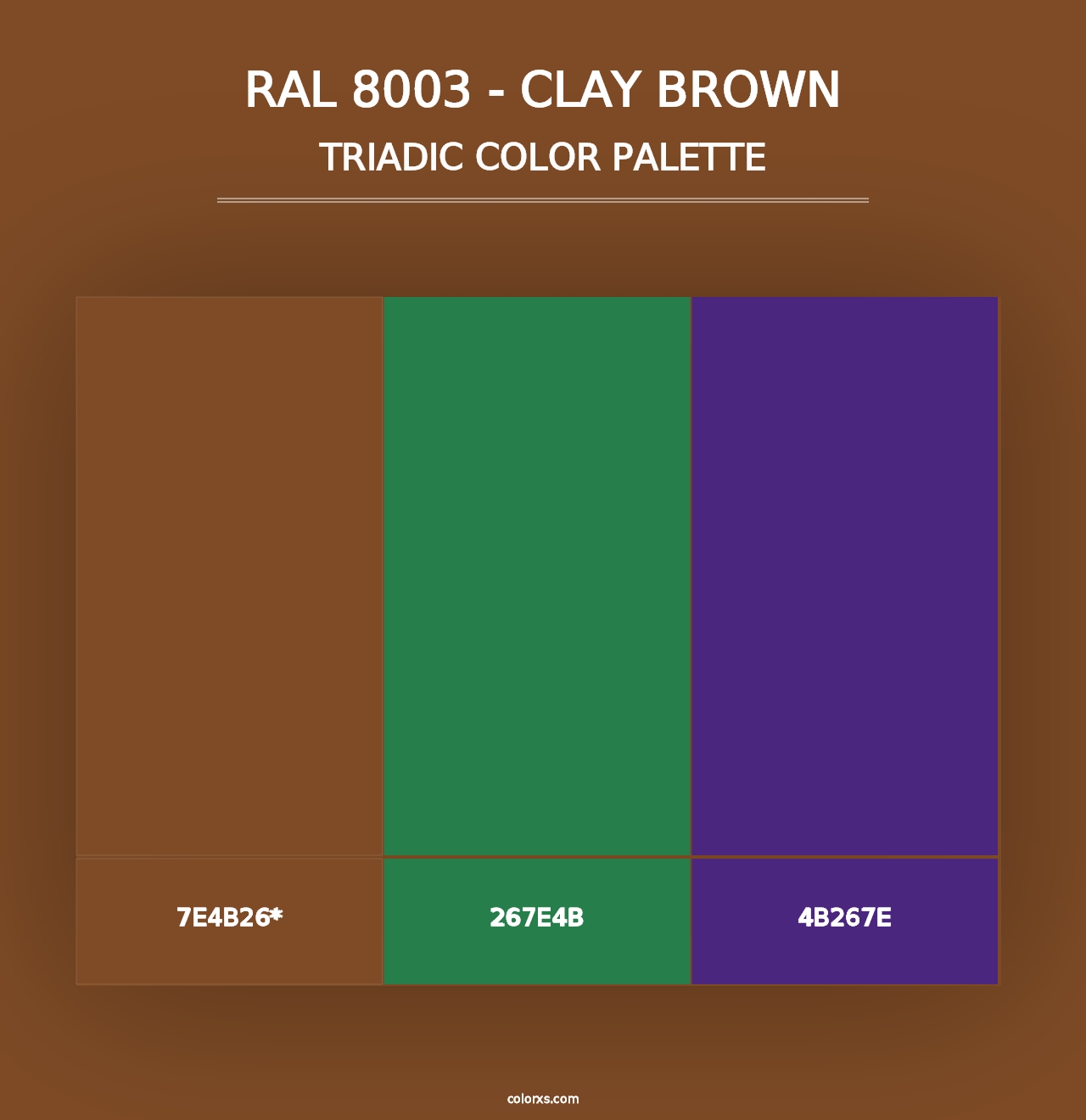 RAL 8003 - Clay Brown - Triadic Color Palette