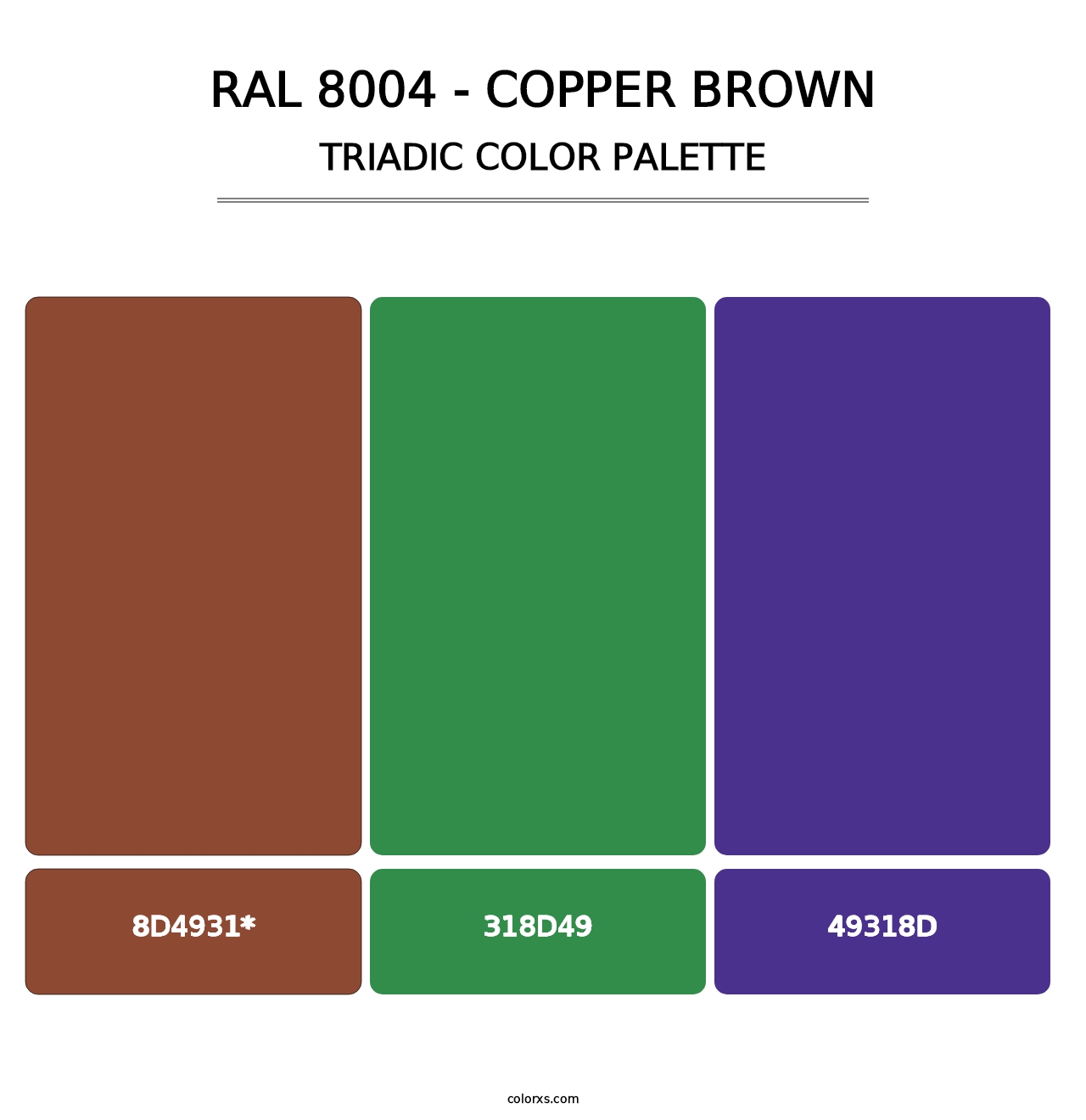 RAL 8004 - Copper Brown - Triadic Color Palette