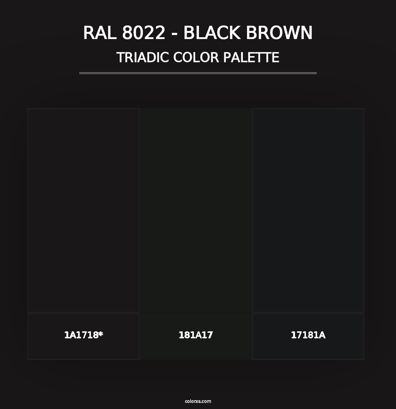 RAL 8022 - Black Brown - Triadic Color Palette