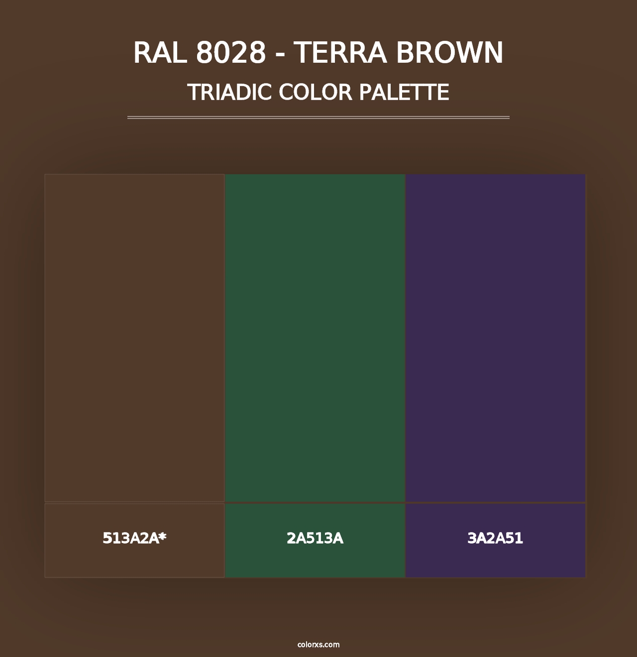 RAL 8028 - Terra Brown - Triadic Color Palette