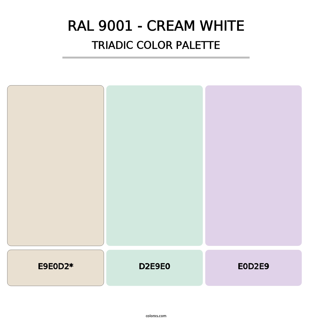 RAL 9001 - Cream White - Triadic Color Palette