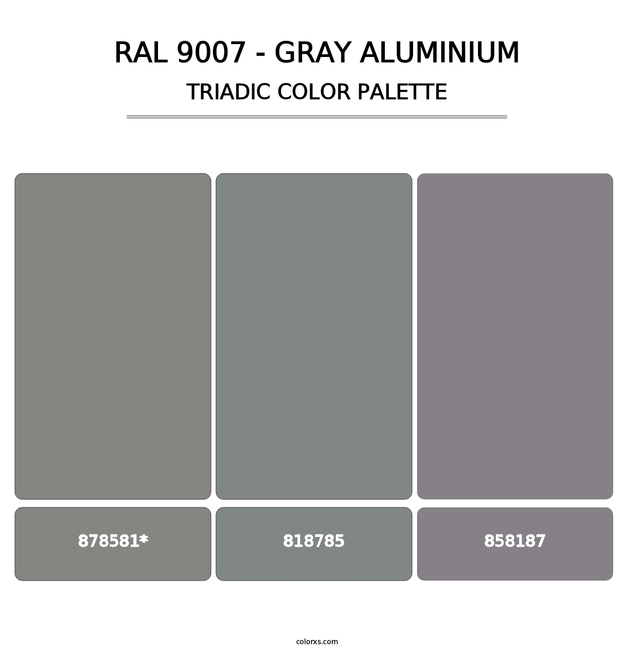 RAL 9007 - Gray Aluminium - Triadic Color Palette