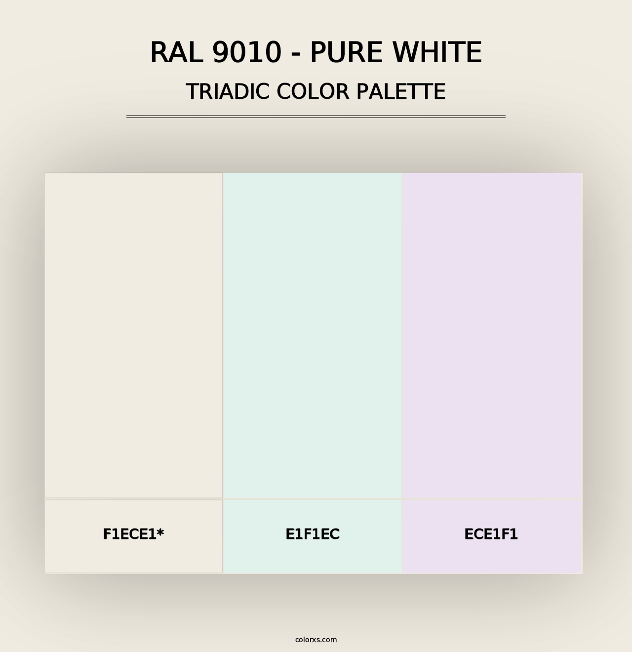 RAL 9010 - Pure White - Triadic Color Palette