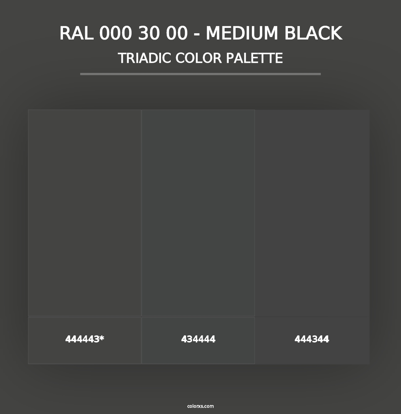 RAL 000 30 00 - Medium Black - Triadic Color Palette