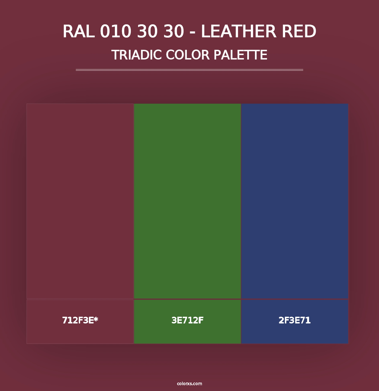 RAL 010 30 30 - Leather Red - Triadic Color Palette