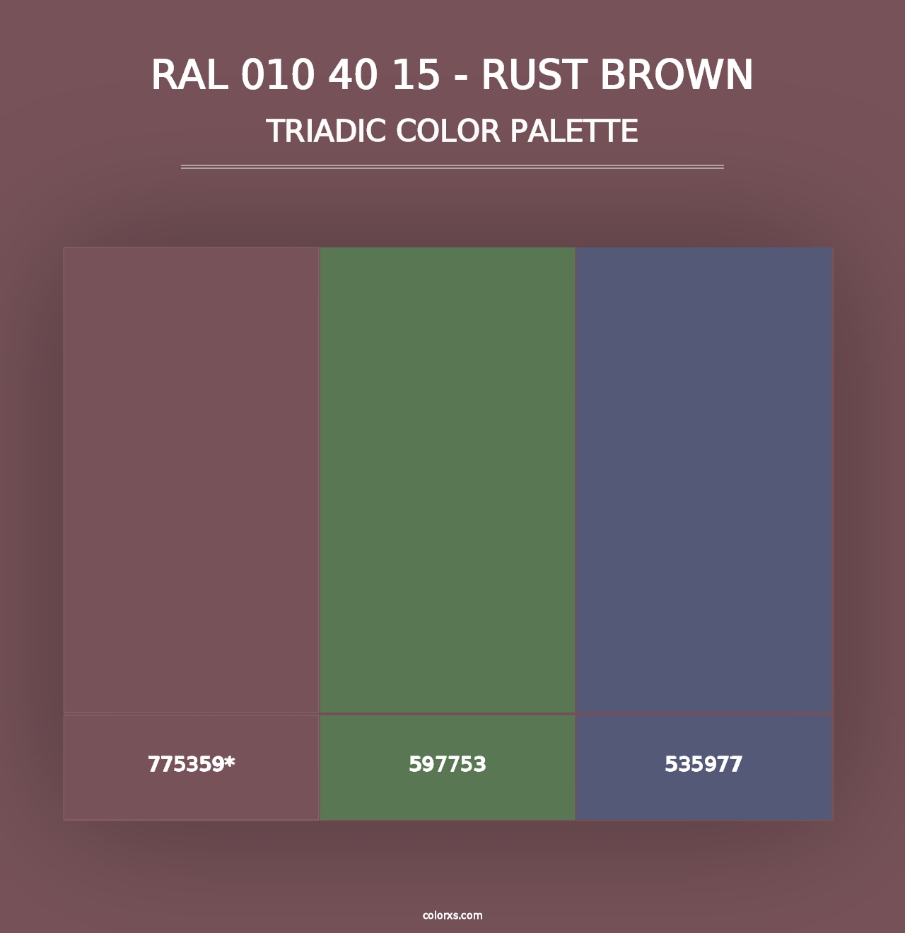 RAL 010 40 15 - Rust Brown - Triadic Color Palette