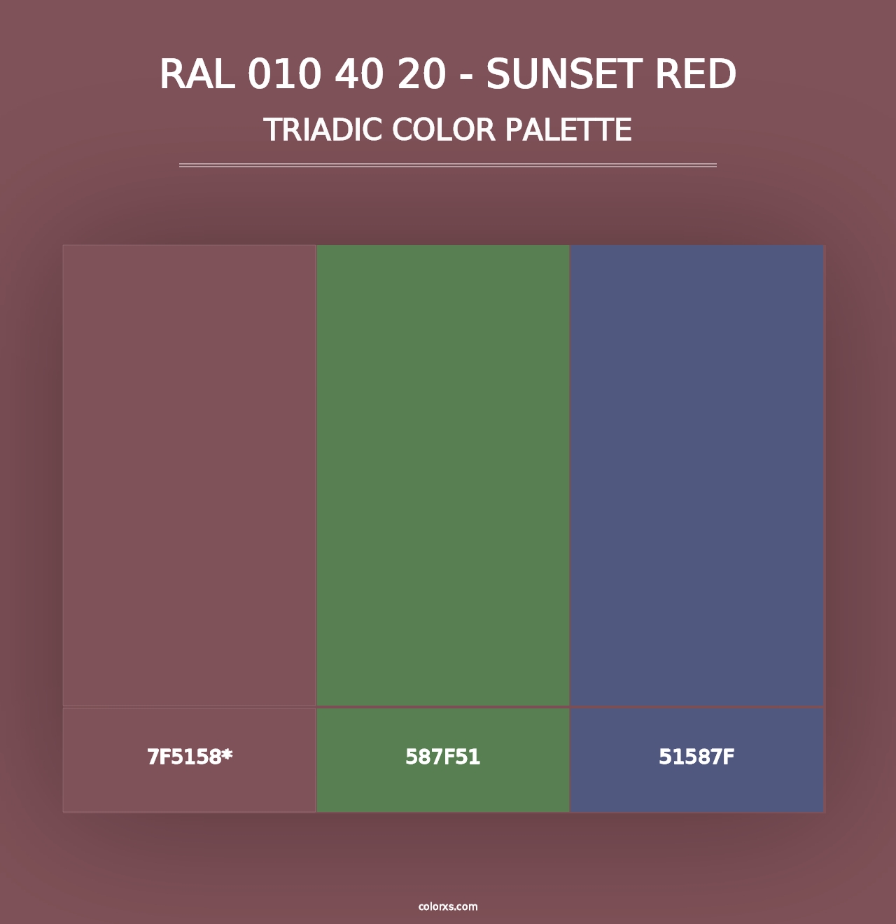 RAL 010 40 20 - Sunset Red - Triadic Color Palette