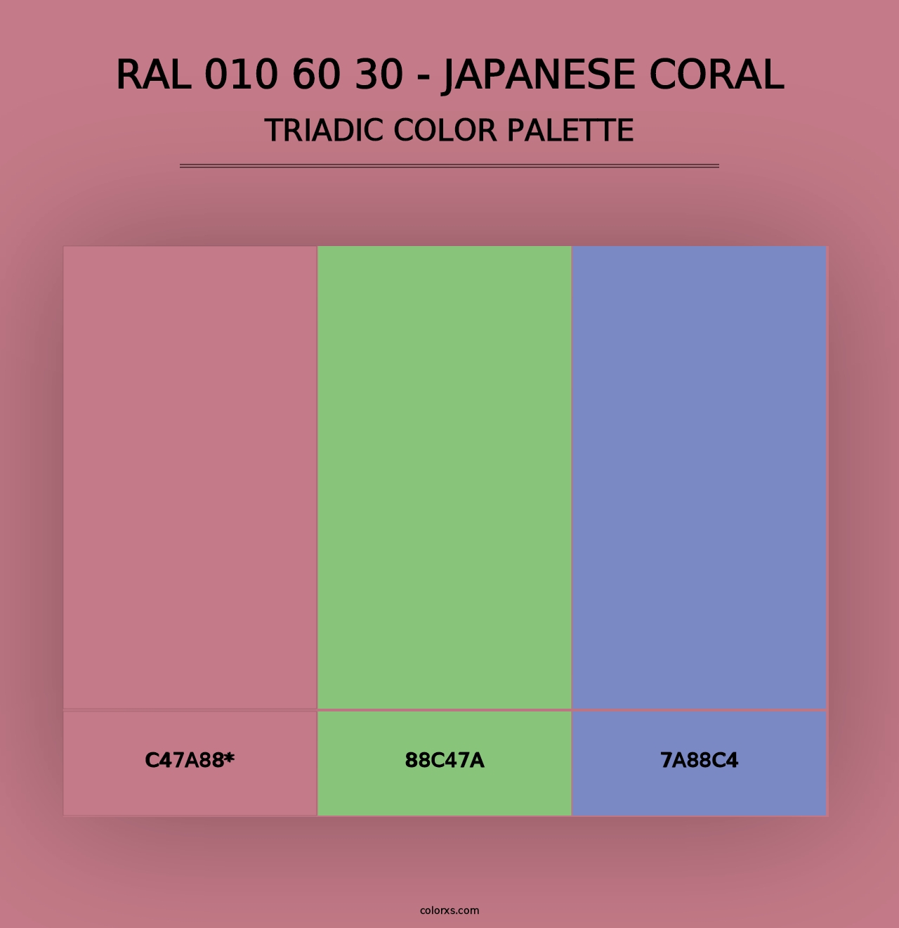 RAL 010 60 30 - Japanese Coral - Triadic Color Palette