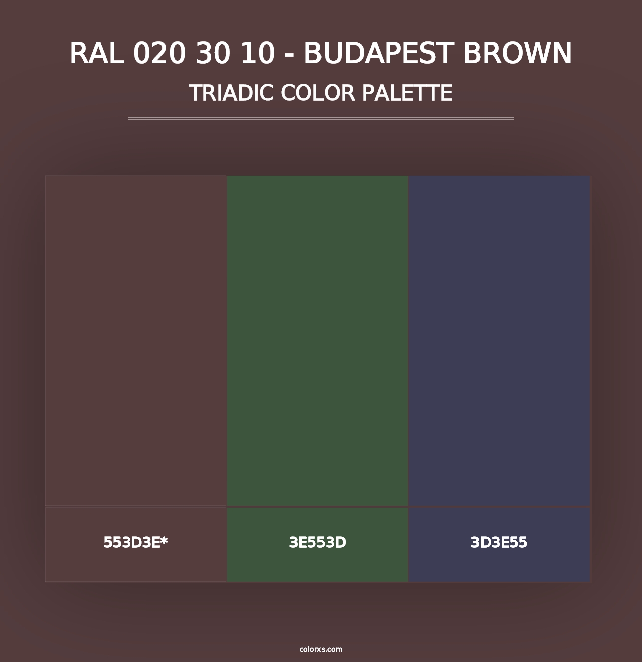 RAL 020 30 10 - Budapest Brown - Triadic Color Palette