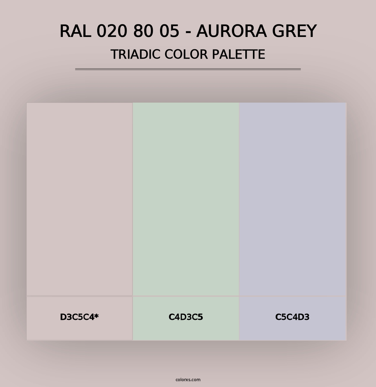 RAL 020 80 05 - Aurora Grey - Triadic Color Palette