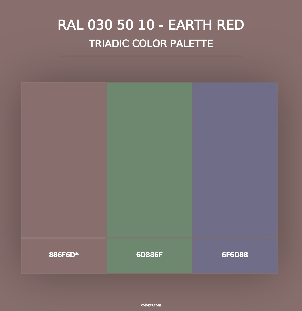 RAL 030 50 10 - Earth Red - Triadic Color Palette