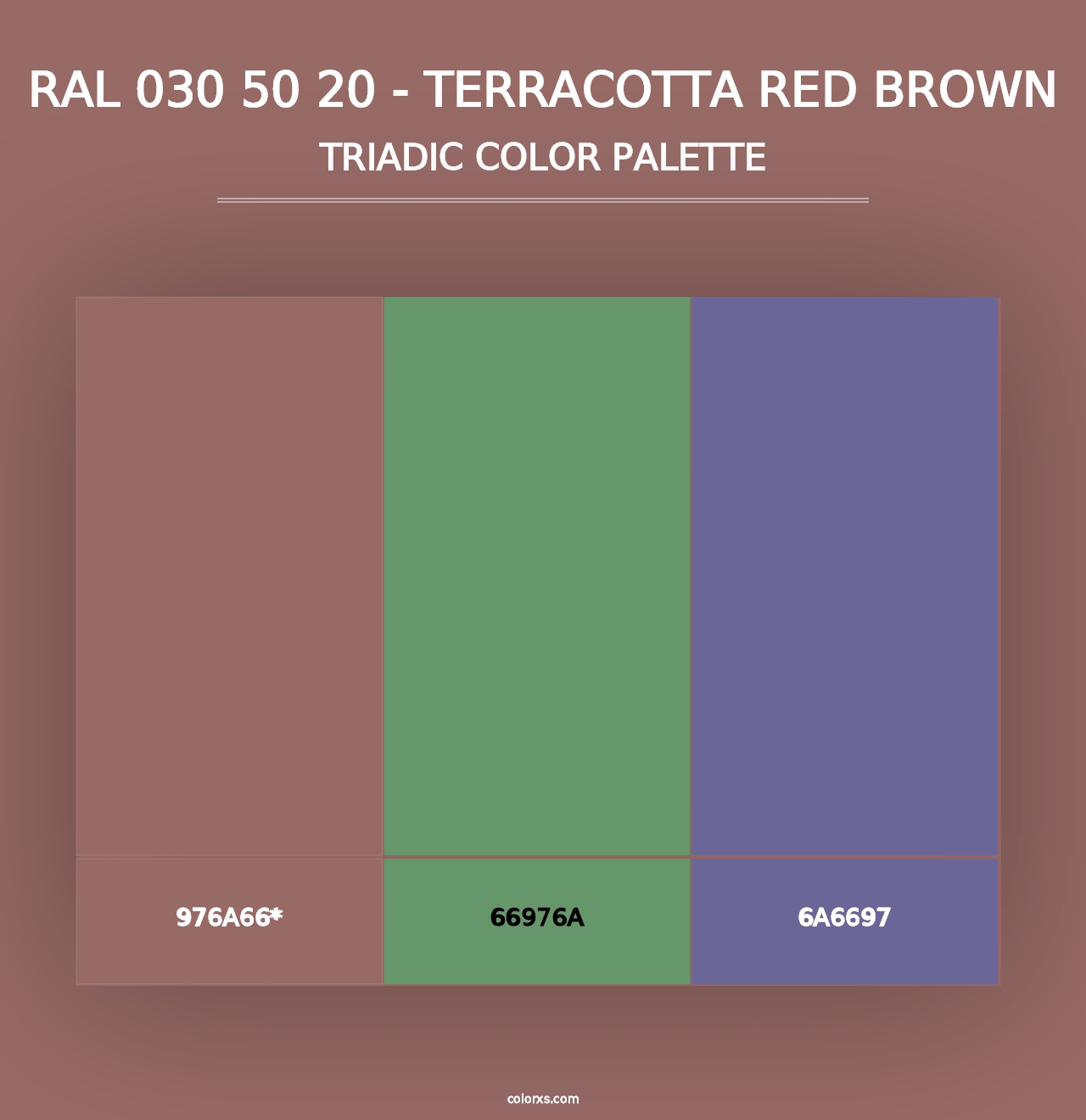 RAL 030 50 20 - Terracotta Red Brown - Triadic Color Palette