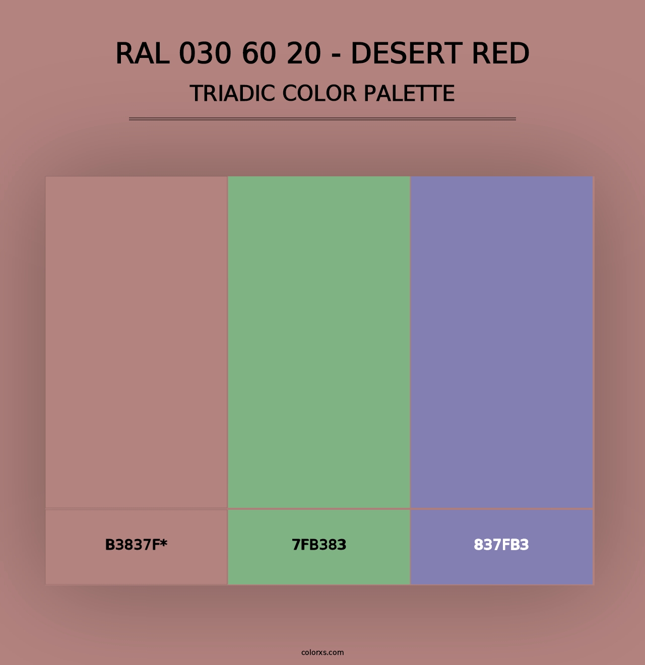 RAL 030 60 20 - Desert Red - Triadic Color Palette