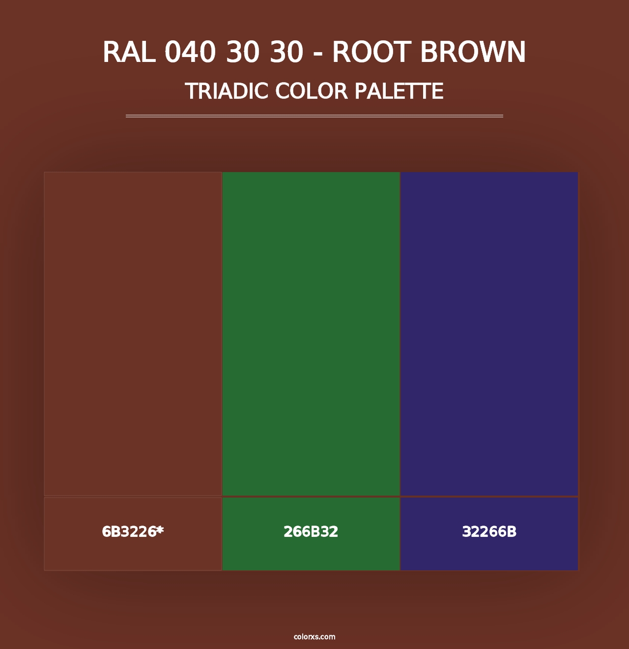 RAL 040 30 30 - Root Brown - Triadic Color Palette