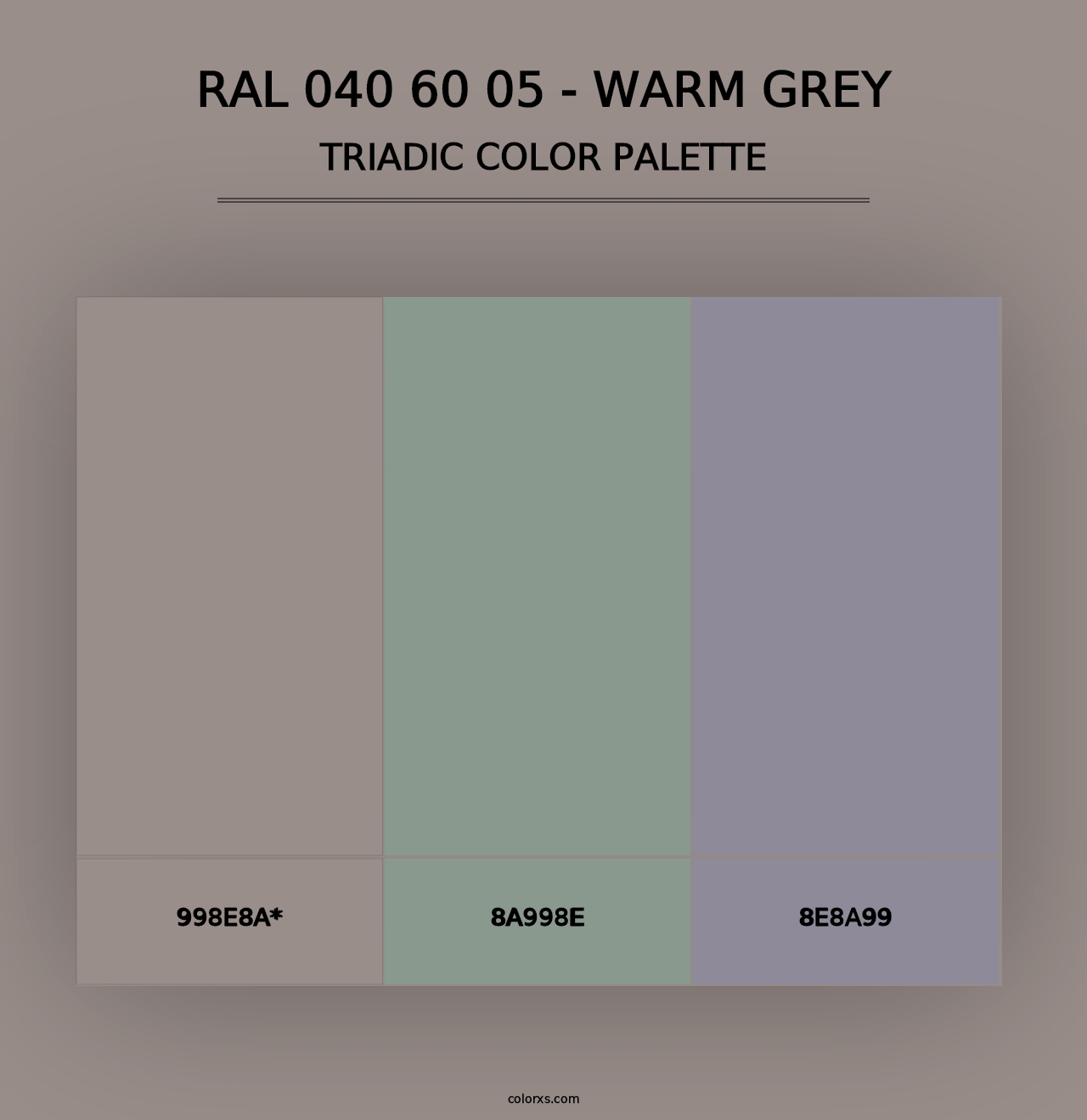 RAL 040 60 05 - Warm Grey - Triadic Color Palette