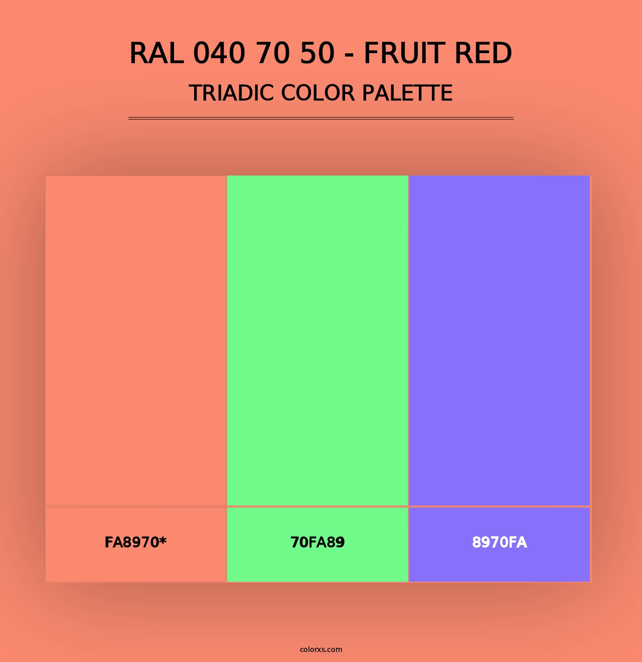 RAL 040 70 50 - Fruit Red - Triadic Color Palette