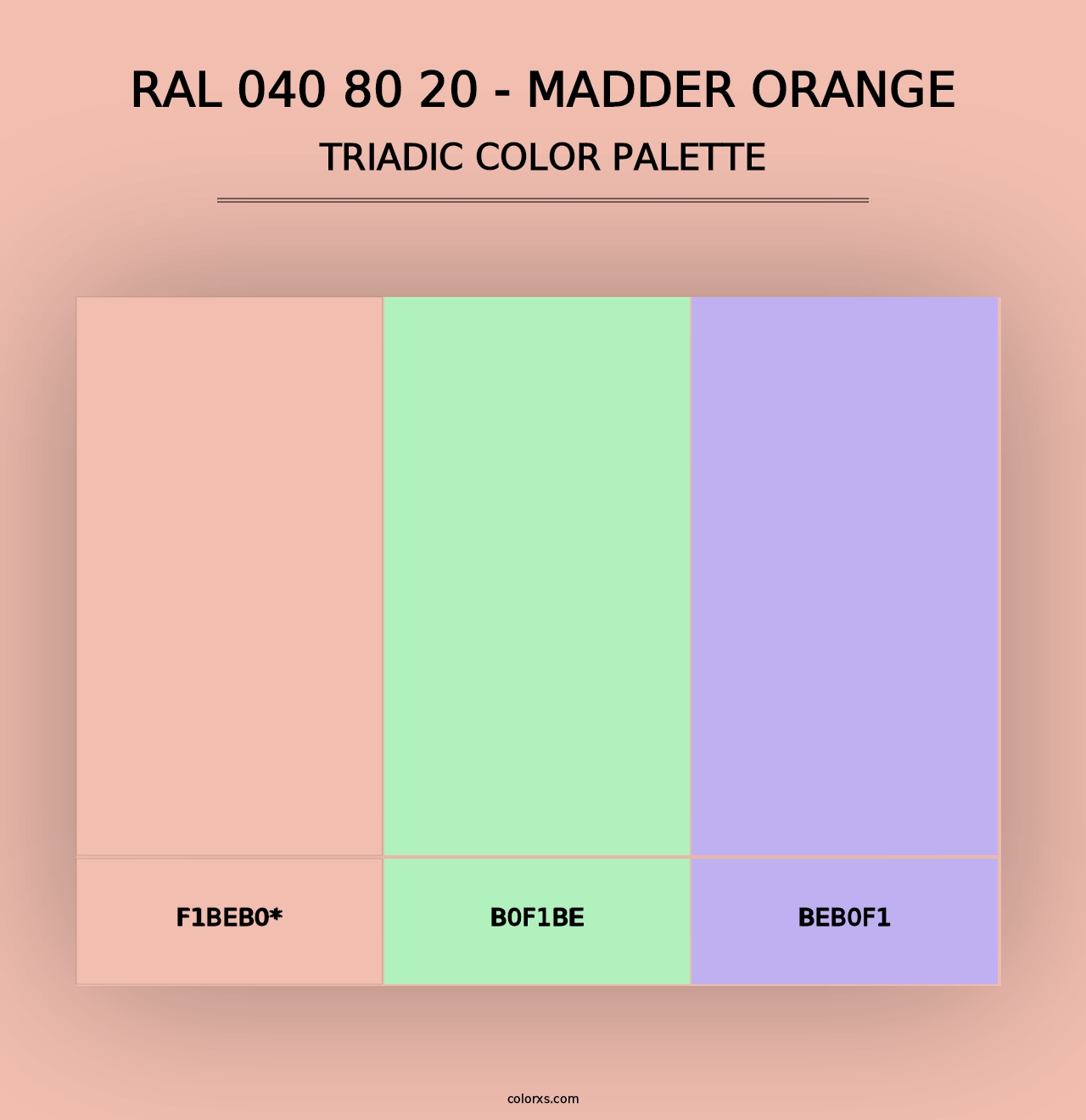 RAL 040 80 20 - Madder Orange - Triadic Color Palette