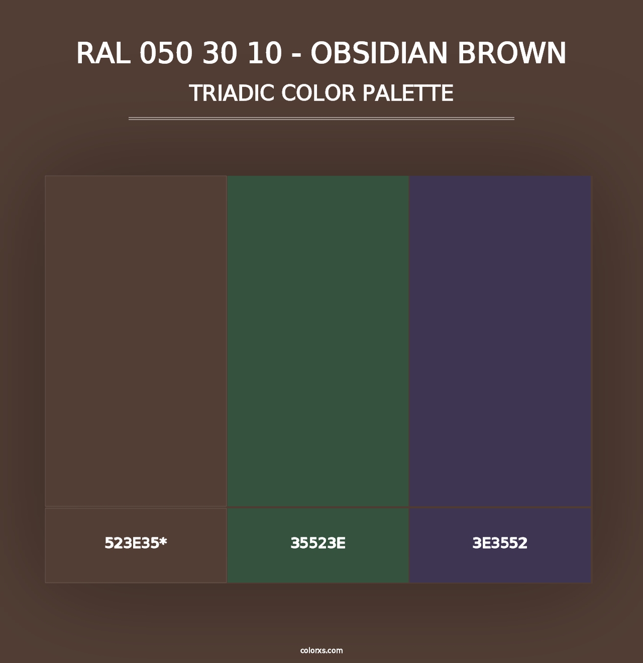 RAL 050 30 10 - Obsidian Brown - Triadic Color Palette