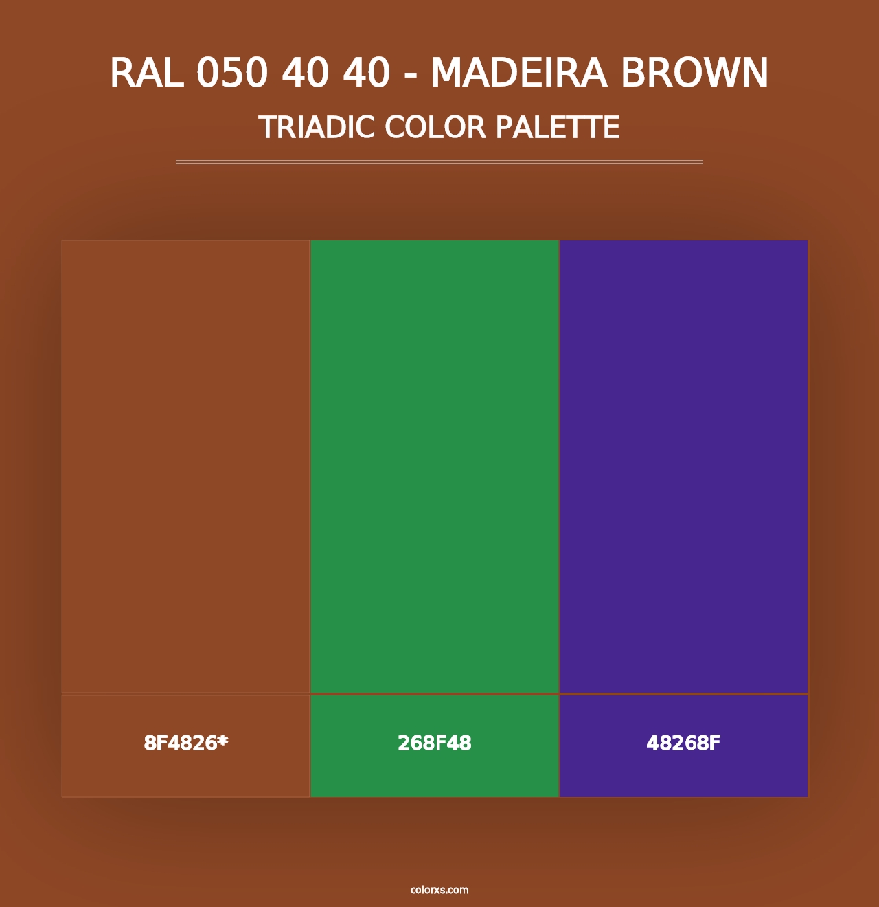 RAL 050 40 40 - Madeira Brown - Triadic Color Palette