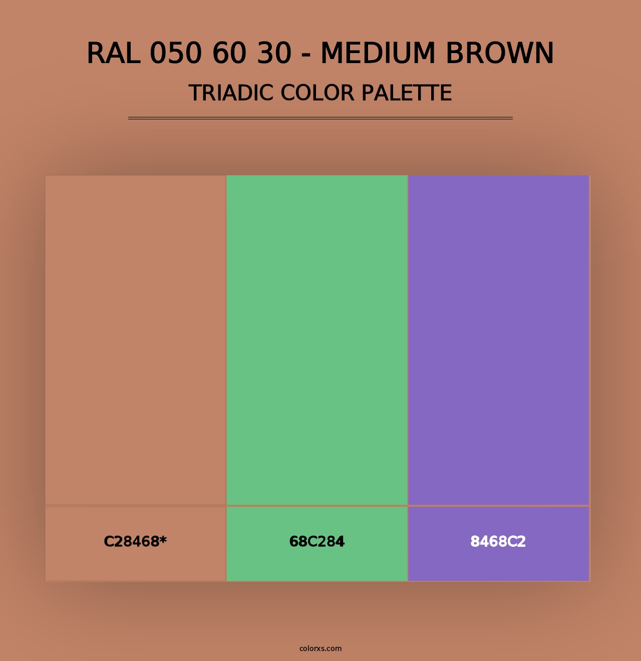 RAL 050 60 30 - Medium Brown - Triadic Color Palette