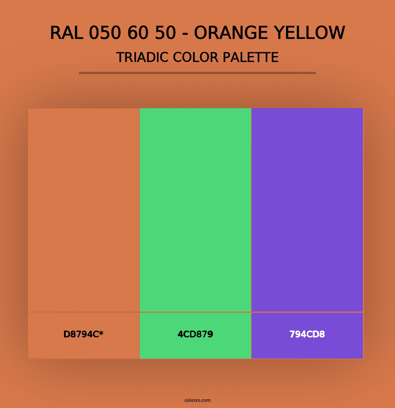 RAL 050 60 50 - Orange Yellow - Triadic Color Palette