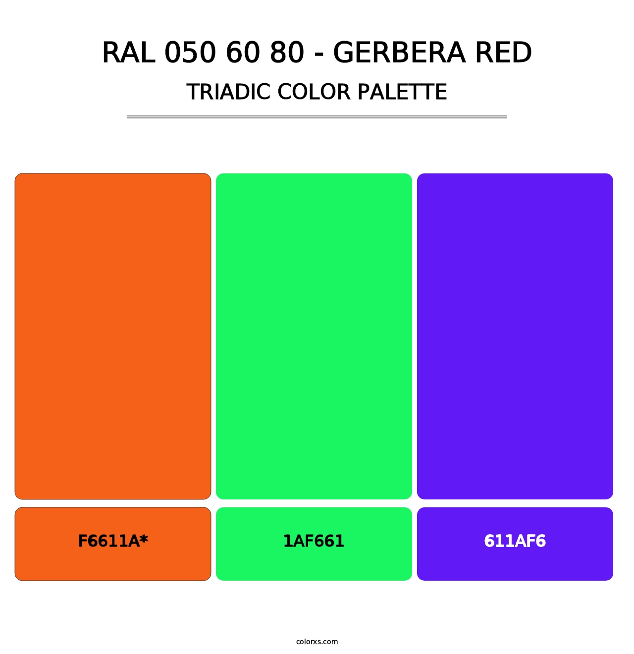 RAL 050 60 80 - Gerbera Red - Triadic Color Palette