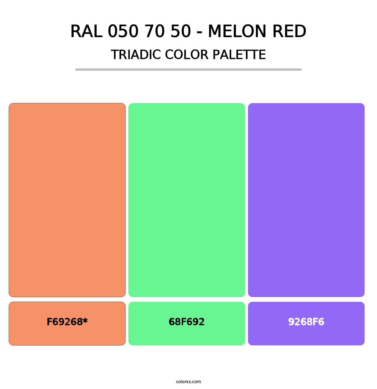 RAL 050 70 50 - Melon Red - Triadic Color Palette