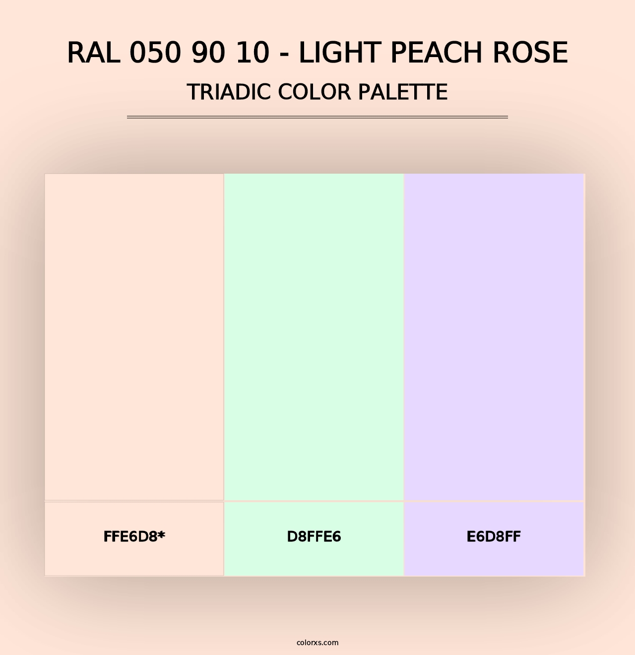 RAL 050 90 10 - Light Peach Rose - Triadic Color Palette