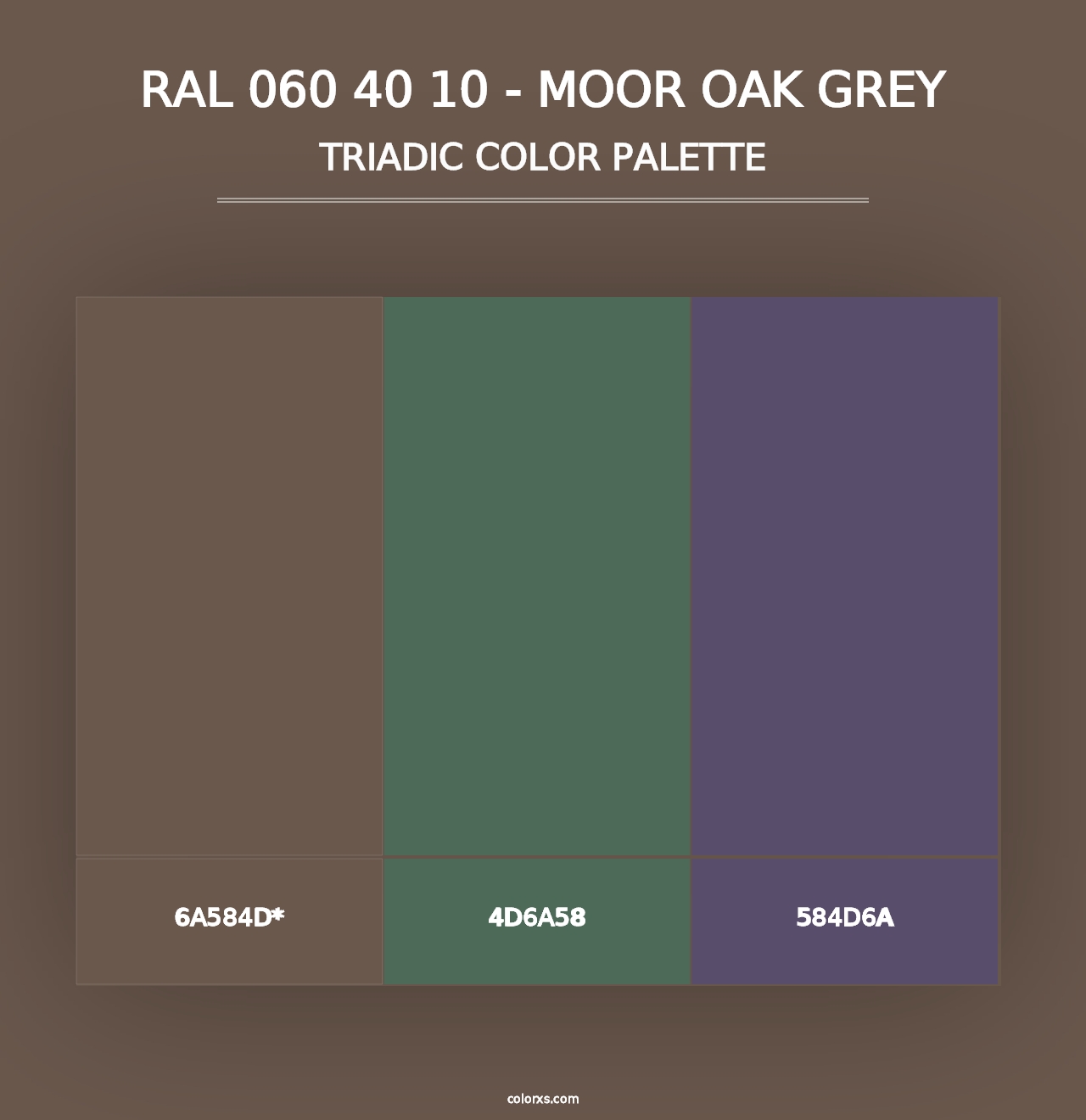 RAL 060 40 10 - Moor Oak Grey - Triadic Color Palette