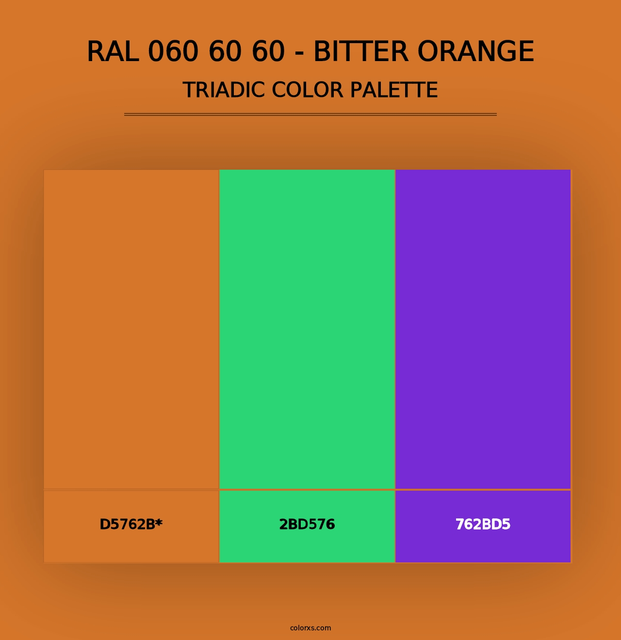 RAL 060 60 60 - Bitter Orange - Triadic Color Palette