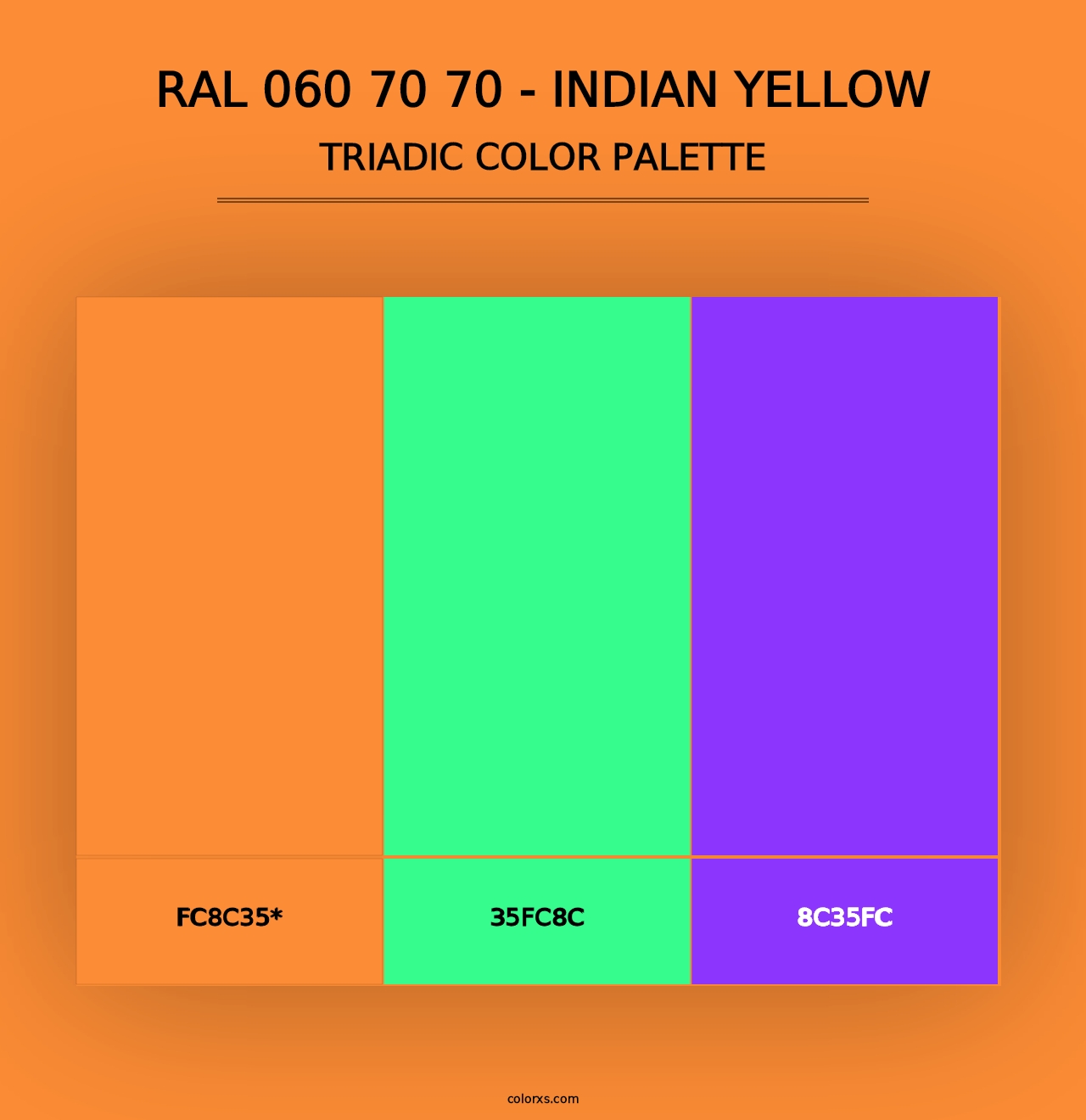 RAL 060 70 70 - Indian Yellow - Triadic Color Palette