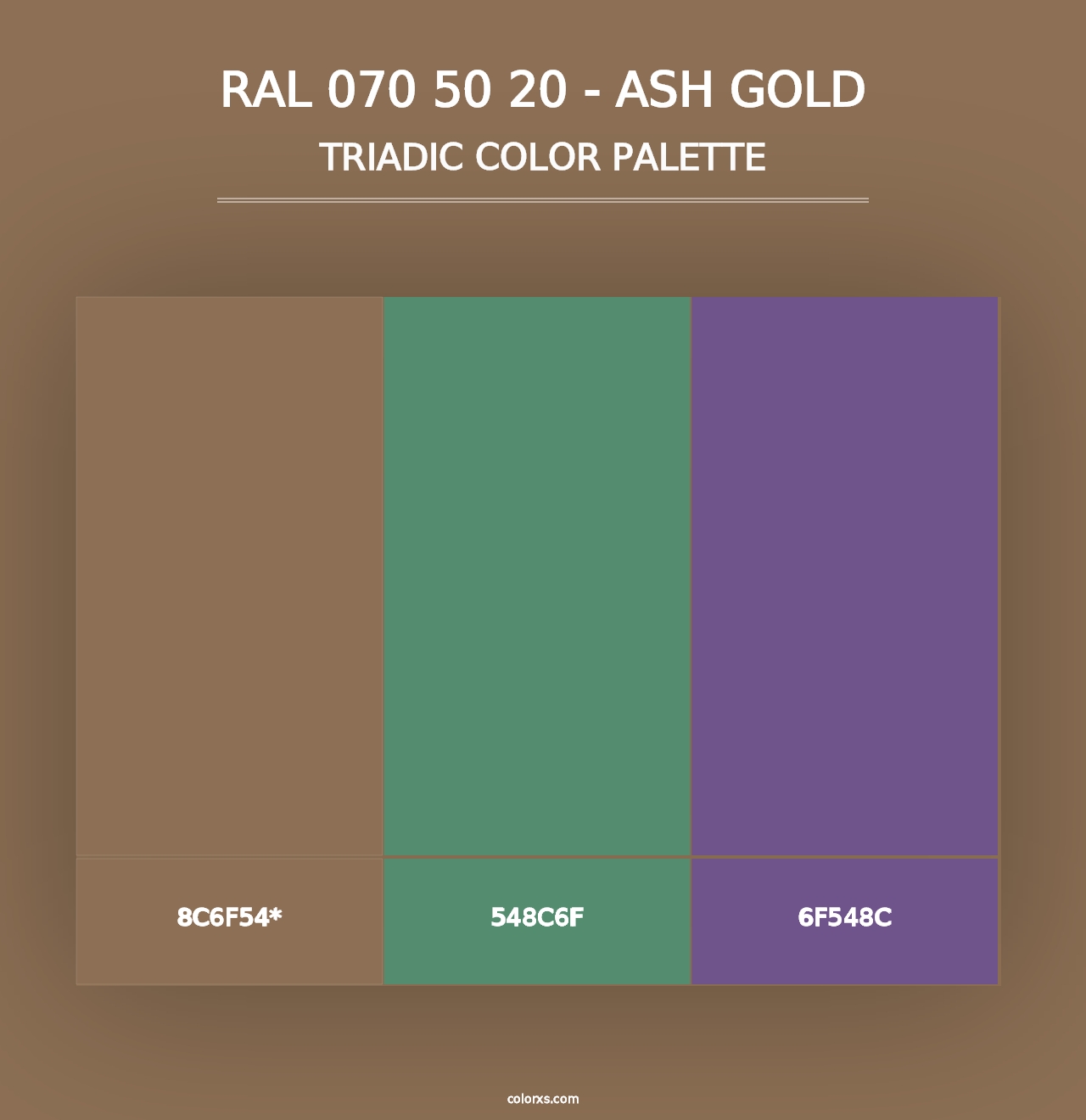 RAL 070 50 20 - Ash Gold - Triadic Color Palette