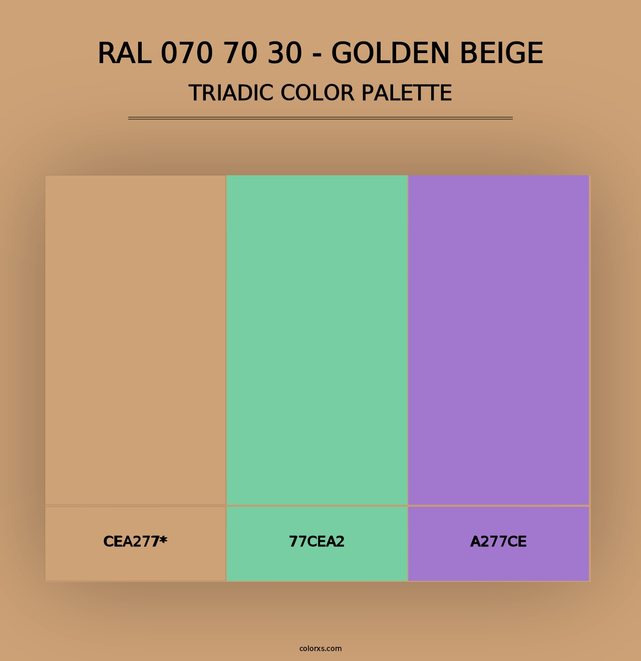 RAL 070 70 30 - Golden Beige - Triadic Color Palette