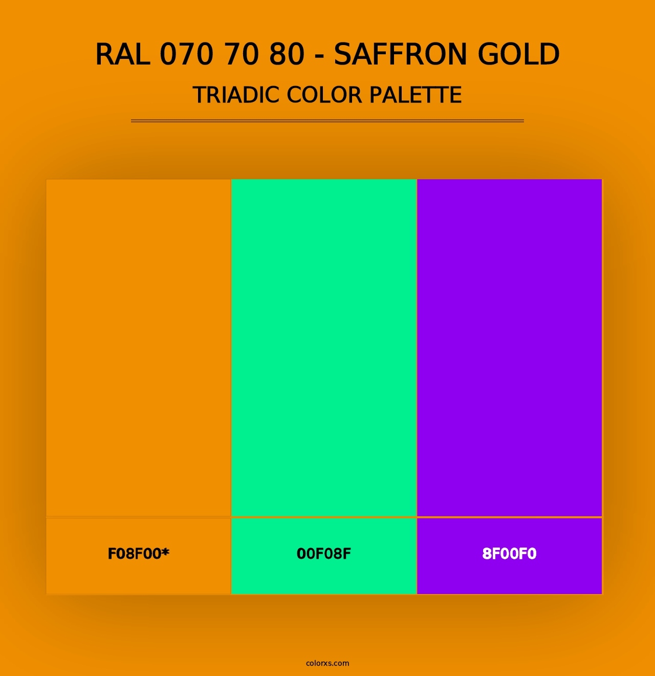 RAL 070 70 80 - Saffron Gold - Triadic Color Palette