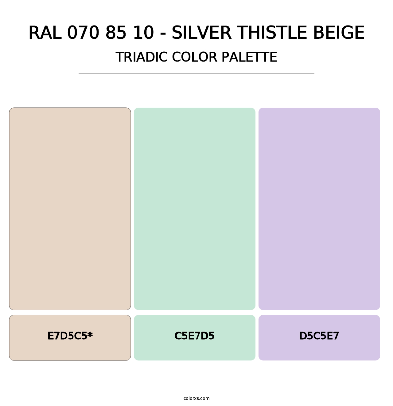 RAL 070 85 10 - Silver Thistle Beige - Triadic Color Palette