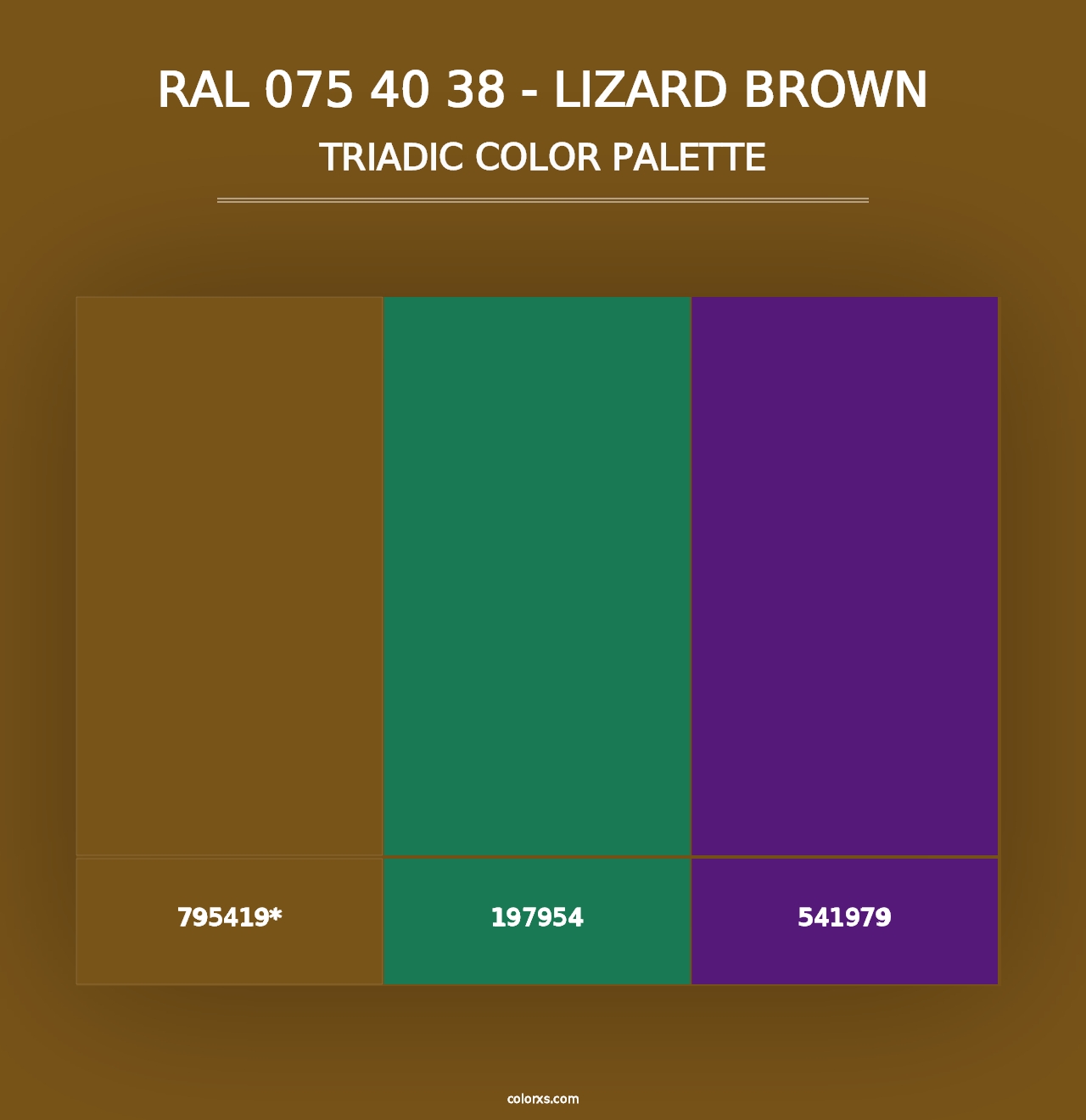 RAL 075 40 38 - Lizard Brown - Triadic Color Palette