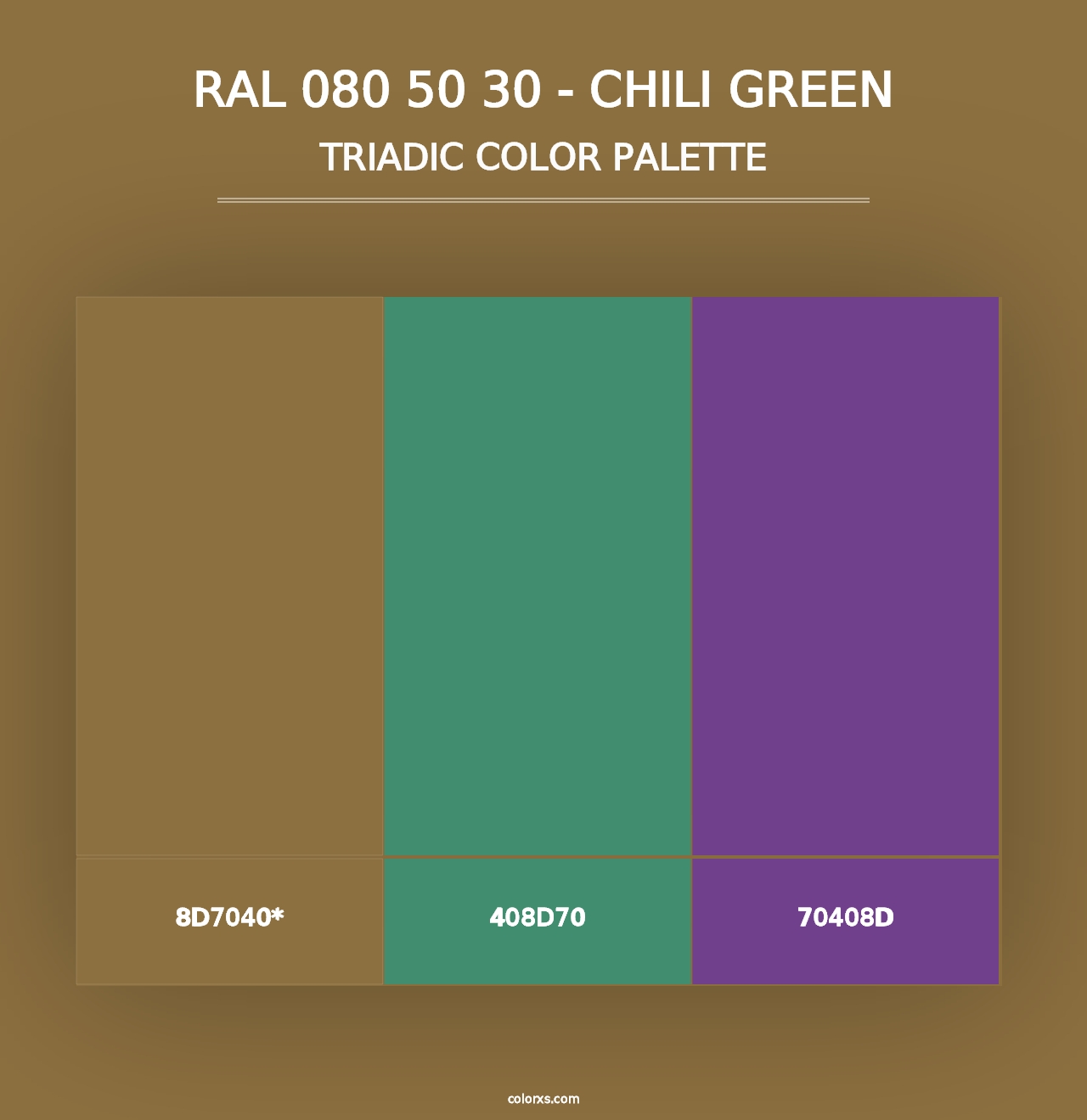 RAL 080 50 30 - Chili Green - Triadic Color Palette