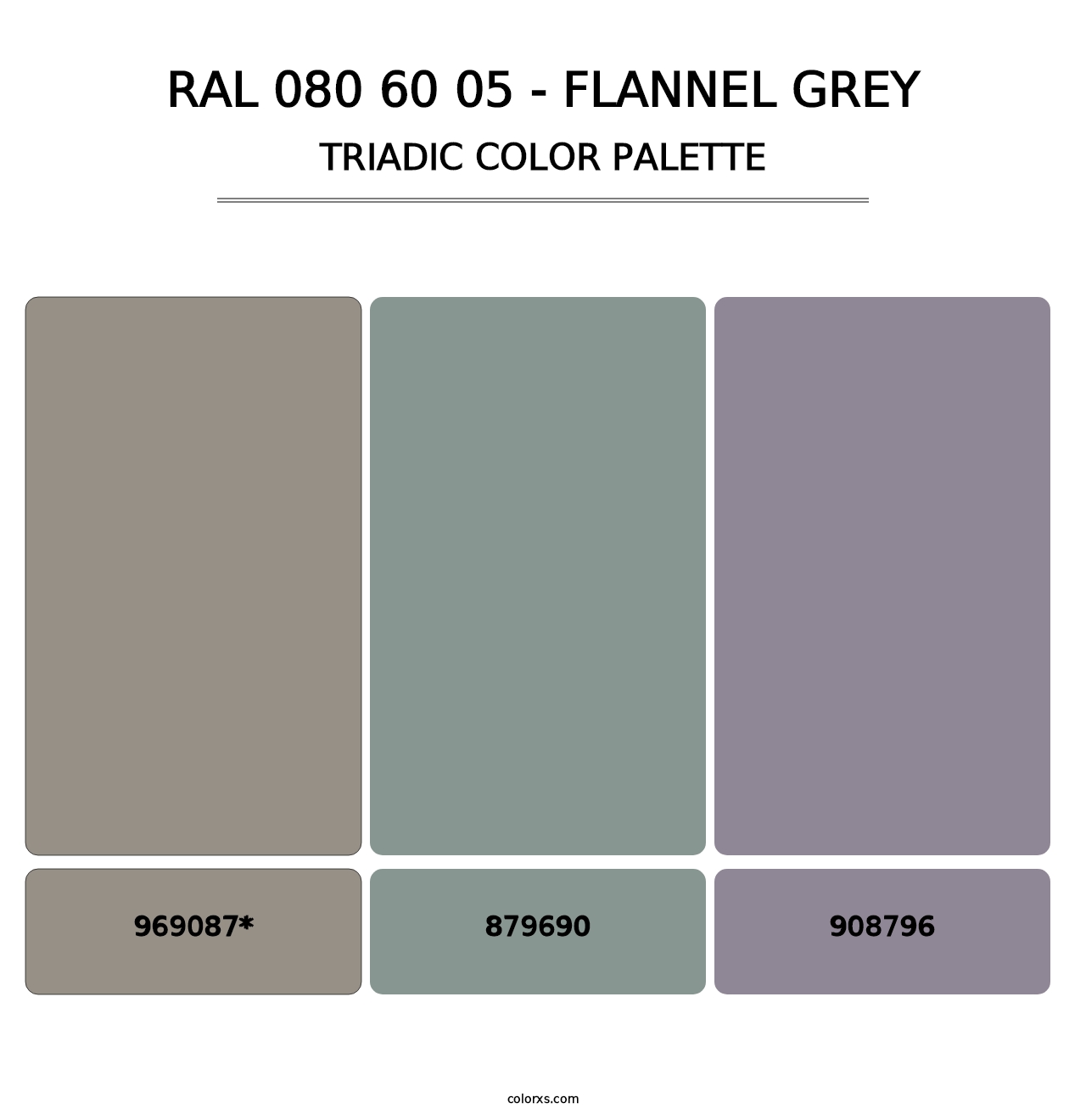 RAL 080 60 05 - Flannel Grey - Triadic Color Palette