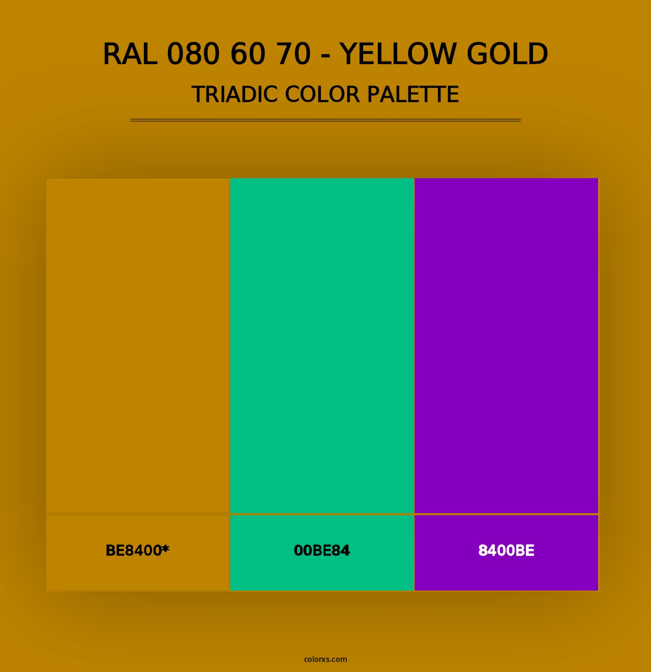 RAL 080 60 70 - Yellow Gold - Triadic Color Palette