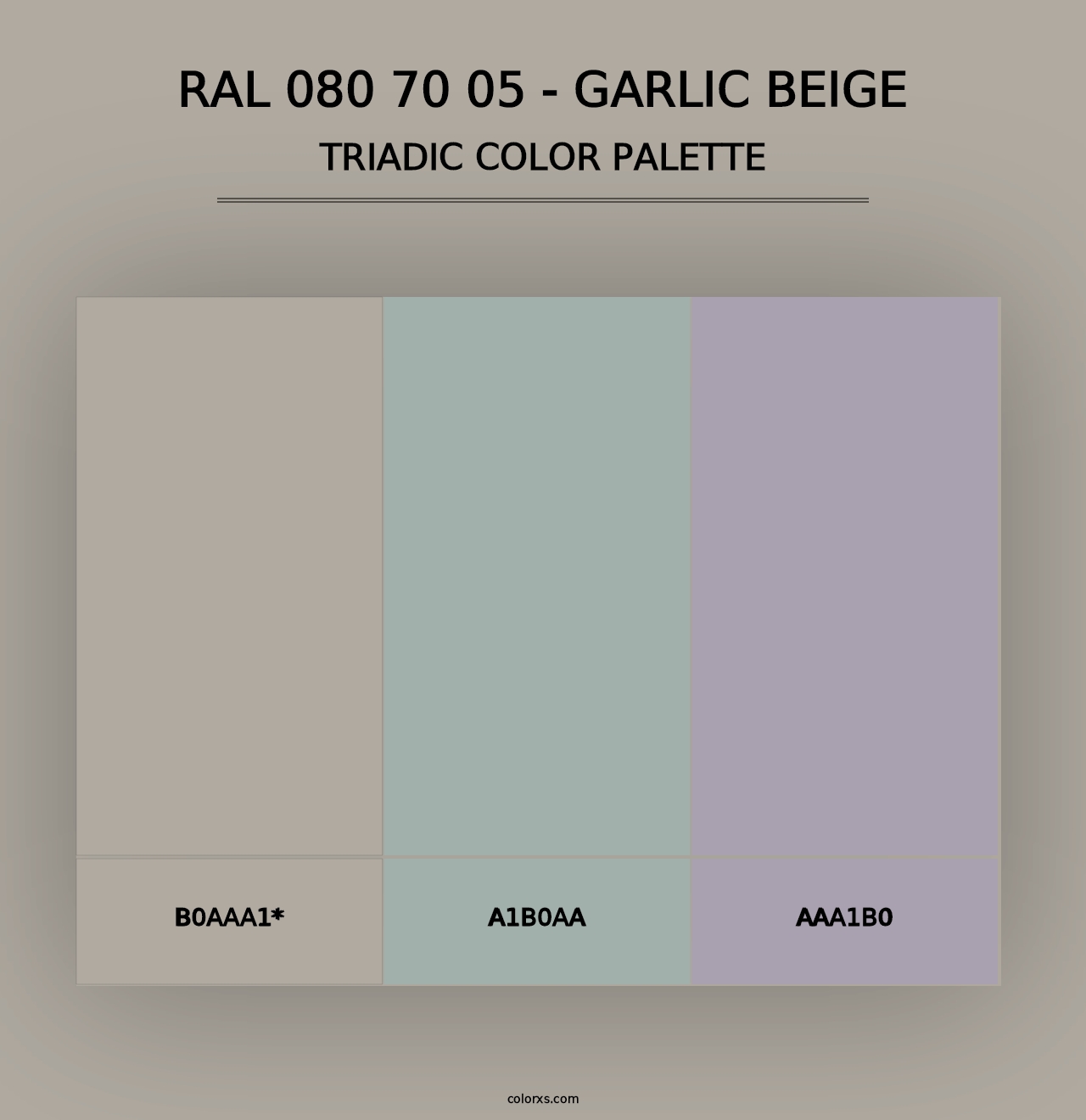 RAL 080 70 05 - Garlic Beige - Triadic Color Palette